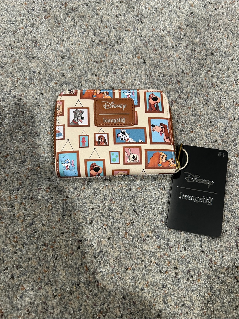 Loungefly Beige Framed Disney Character Zip Wallet with Blue and Brown Accents